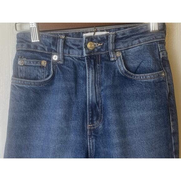 Zara High Waist Split Leg Hem Skinny Blue Denim Jeans Women's Size 2 - Picture 4 of 10